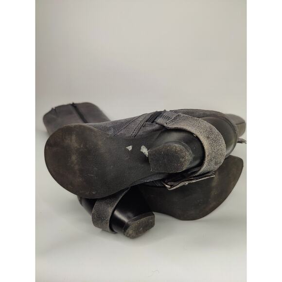 Vintage leather Y2K Fergie biker knee high Boots Sz 8 - Picture 6 of 9